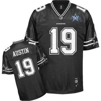 Dallas Cowboys #19 Miles Austin Black 50TH Anniversary Patch Embroidered