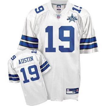 Dallas Cowboys #19 Miles Austin White 50TH Anniversary Patch Embroidered jerseys
