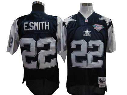Dallas Cowboys #22 E.SMITH Throwback 75TH jerseys MitchellandNess blue