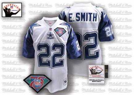 Dallas Cowboys #22 E.SMITH Throwback 75TH jerseys White MitchellandNess