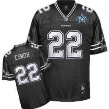 Dallas Cowboys #22 E.Smith jerseys Black 50TH Patch Embroidered