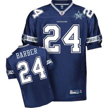 Dallas Cowboys #24 Marion Barber Blue 50TH Anniversary Patch Embroidered