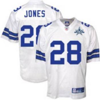 Dallas Cowboys #28 Felix Jones White 50TH Anniversary Patch Embroidered