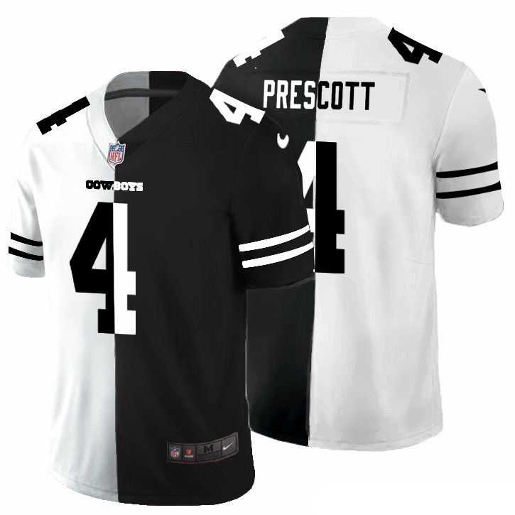 Dallas Cowboys #4 Dak Prescott Men's Black V White Peace Split Nike Vapor Untouchable Limited NFL Jersey