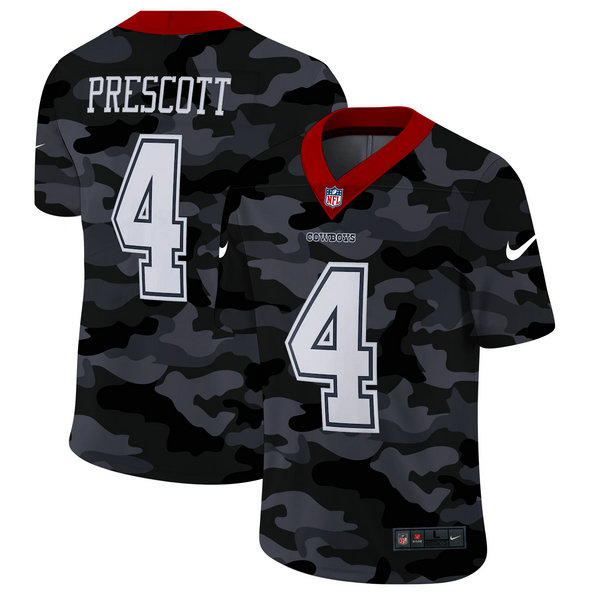 Dallas Cowboys #4 Dak Prescott Men's Nike 2020 Black CAMO Vapor Untouchable Limited Stitched NFL Jersey