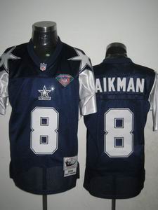 Dallas Cowboys #8 Troy Aikman Throwback Mitchell & Ness 75th Jersey blue