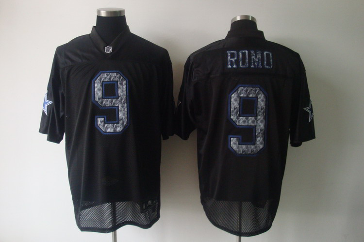 Dallas Cowboys #9 Tony Romo BLACK SIDELINE UNITED JERSEYS