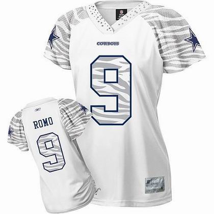 Dallas Cowboys #9 Tony Romo Women Zebra Field Flirt Fashion jersey white