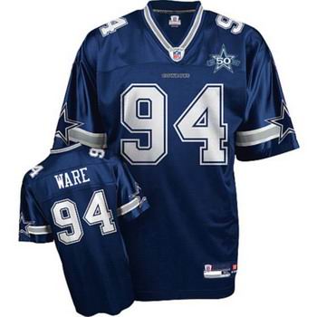 Dallas Cowboys #94 DeMarcus Ware Blue 50TH Anniversary Patch Embroidered