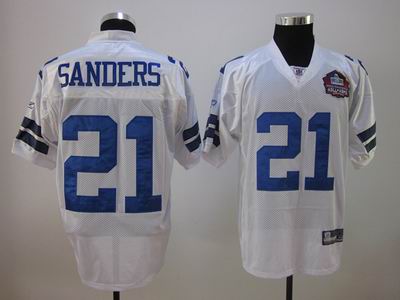 Dallas Cowboys 21 SANDERS White Hall of Fame PATCH JERSEYS