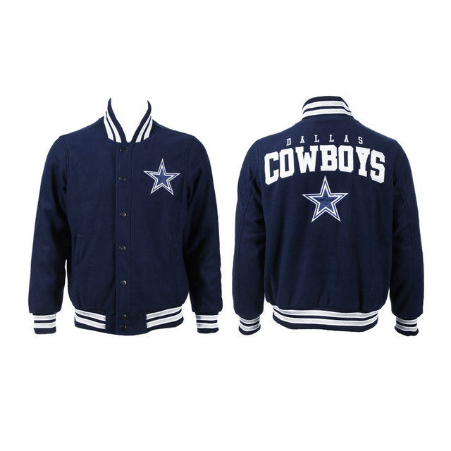 Dallas Cowboys Navy Blue Team Logo Suede NFL Jackets