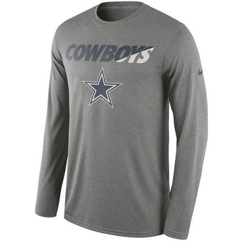 Dallas Cowboys Nike Gray Legend Staff Practice Long Sleeves Performance T-Shirt