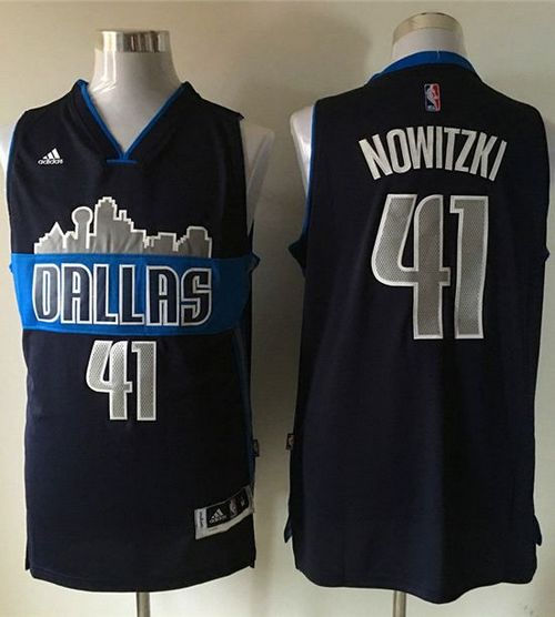 Dallas Mavericks 41 Dirk Nowitzki Navy Blue The City NBA Jersey