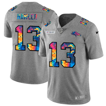 Denver Broncos #13 KJ Hamler Men's Nike Multi-Color 2020 NFL Crucial Catch NFL Jersey Greyheather