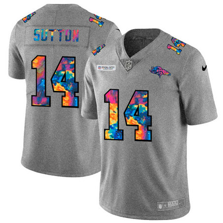 Denver Broncos #14 Courtland Sutton Men's Nike Multi-Color 2020 NFL Crucial Catch NFL Jersey Greyheather