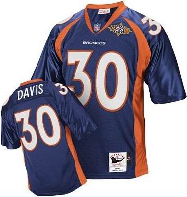 Denver Broncos #30 Terrell Davis 1997 Authentic Mitchell & Ness Throwback Jerseys blue