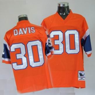 Denver Broncos #30 Terrell Davis Premier Throwback Orange