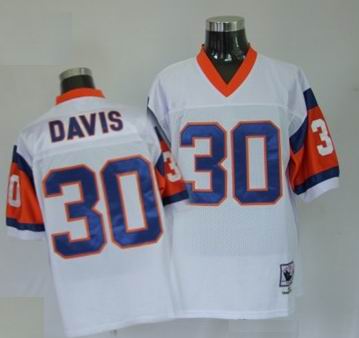 Denver Broncos #30 Terrell Davis Premier Throwback White