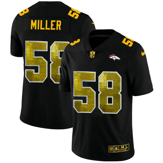 Denver Broncos #58 Von Miller Men's Black Nike Golden Sequin Vapor Limited NFL Jersey