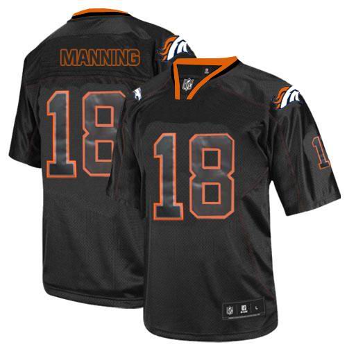 Denver Broncos 18# Peyton Manning Lights Out BLACK Jersey