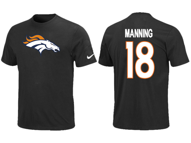 Denver Broncos 18 Manning black T-Shirts