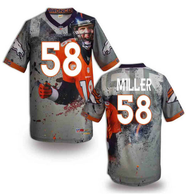 Denver Broncos 58 Von Miller gray stitched fashion NFL jerseys