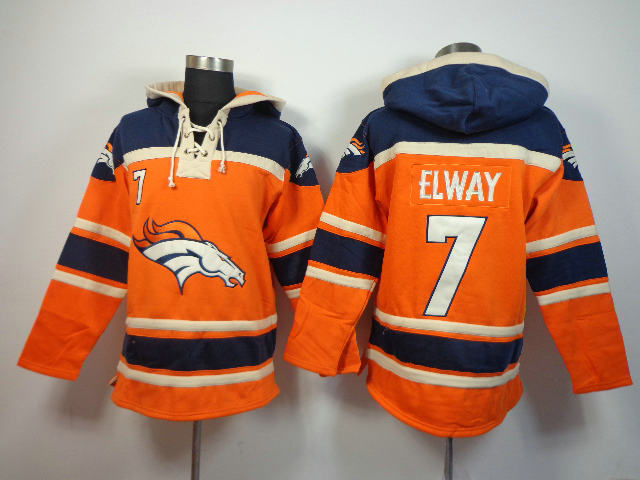 Denver Broncos 7 John Elway Lace-Up NFL Jersey Hoodies
