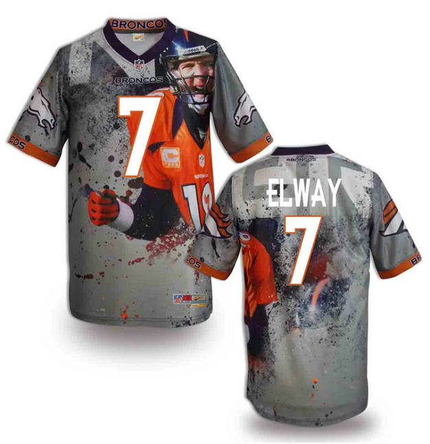 Denver Broncos 7 John Elway gray stitched fashion NFL jerseys