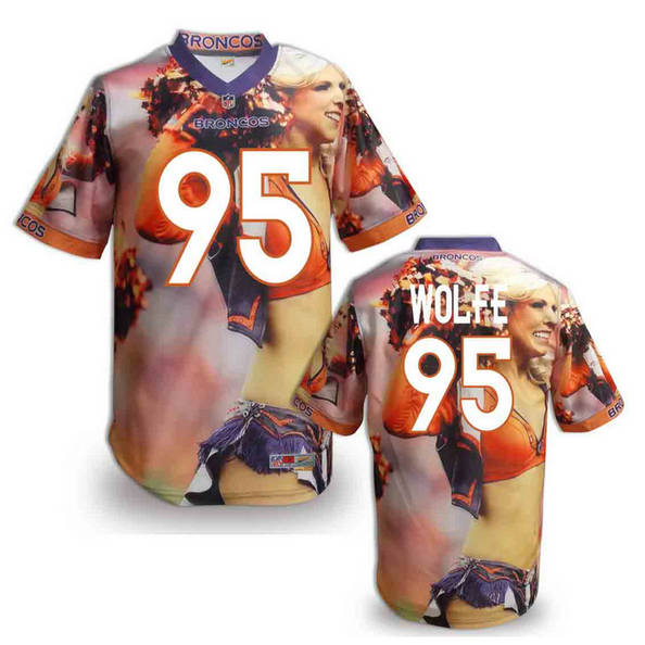 Denver Broncos 95 Derek Wolfe Orange stitched fashion NFL jerseys