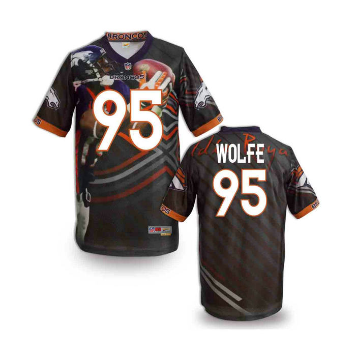 Denver Broncos 95 Derek Wolfe black stitched Fashion NFL jerseys
