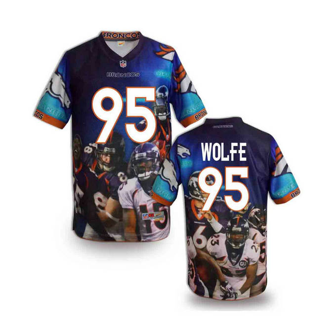 Denver Broncos 95 Derek Wolfe blue stitched Fashion NFL jerseys