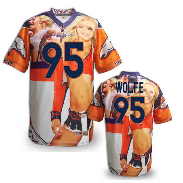 Denver Broncos 95 Derek Wolfe fashion orange stitched NFL jerseys
