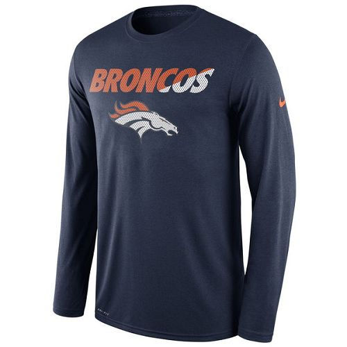 Denver Broncos Nike Navy Legend Staff Practice Long Sleeves Performance T-Shirt