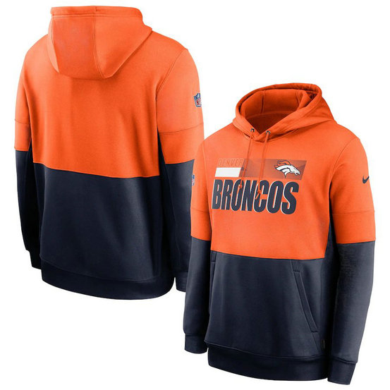 Denver Broncos Nike Sideline Impact Lockup Performance Pullover Hoodie Orange Navy