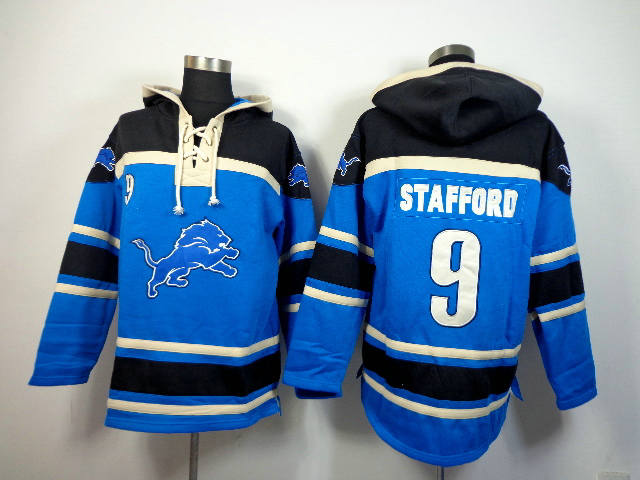 Detroit Lions 9 Matthew Stafford Lace-Up NFL Jersey Hoodies