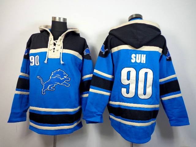 Detroit Lions 90 Ndamukong Suh Lace-Up NFL Jersey Hoodies