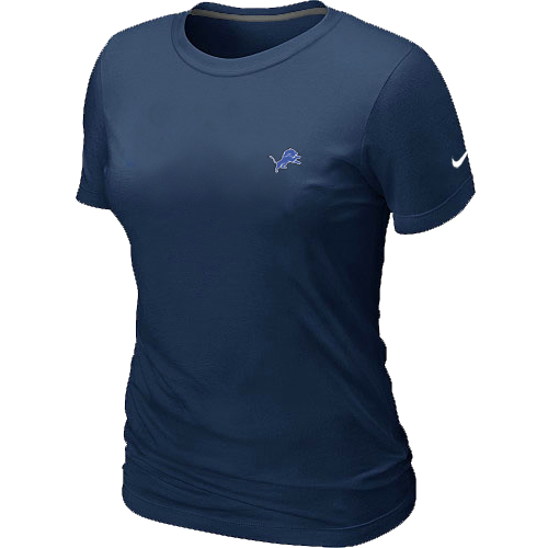 Detroit Lions Chest embroidered logo women's T-Shirt D.Blue