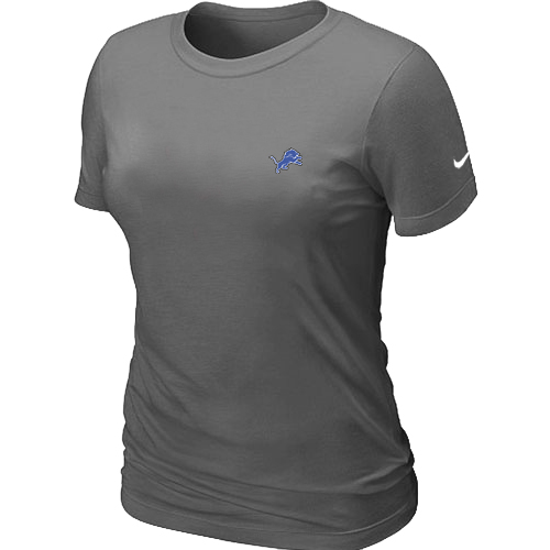 Detroit Lions Chest embroidered logo women's T-Shirt D.Grey