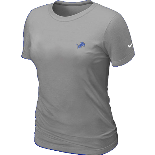 Detroit Lions Chest embroidered logo women's T-Shirt Grey