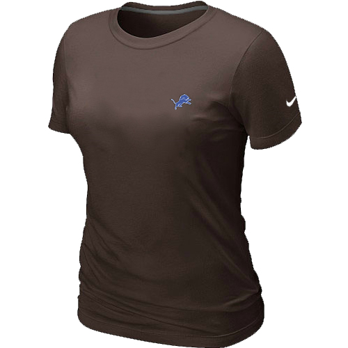 Detroit Lions Chest embroidered logo women's T-Shirt brown