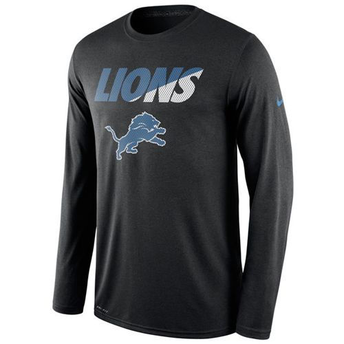 Detroit Lions Nike Black Legend Staff Practice Long Sleeves Performance T-Shirt