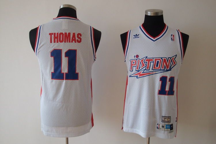 Detroit Pistons #11 Isiah Thomas WHITE Jersey