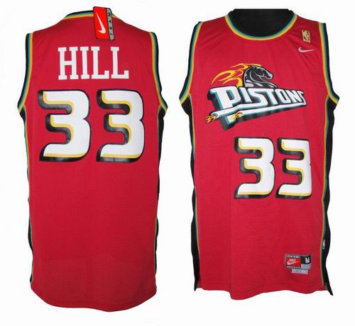 Detroit Pistons #33 Grant Hill red throwback jerseys