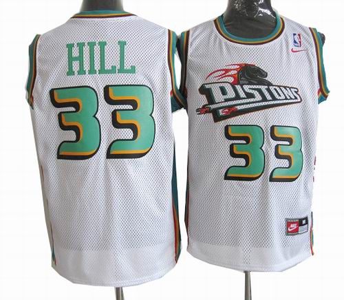 Detroit Pistons #33 Grant Hill white throwback jerseys