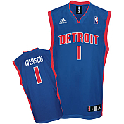 Detroit Pistons 1# Allen Iverson Road Jersey blue