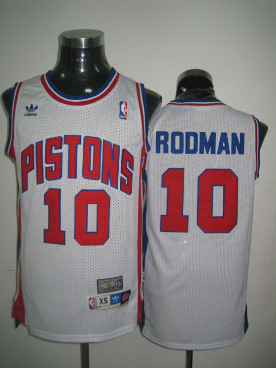 Detroit Pistons 10# Dennis Rodman white Jersey