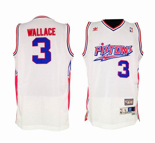 Detroit Pistons 3# Ben Wallace white throwback jerseys