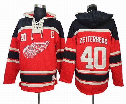 Detroit Red Wings #40 Henrik Zetterberg red Hoody