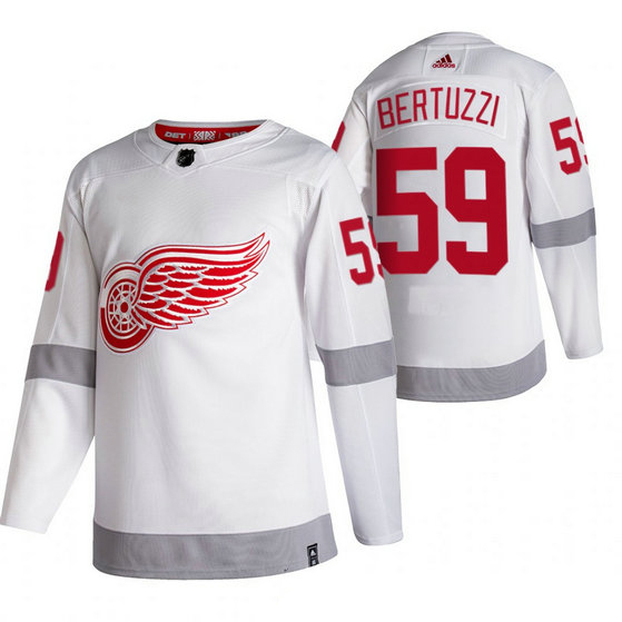 Detroit Red Wings #59 Tyler Bertuzzi White Men's Adidas 2020-21 Reverse Retro Alternate NHL Jersey