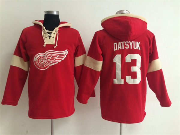 Detroit Red Wings 13 Pavel Datsyuk red with cream NHL hockey Hoodies new style